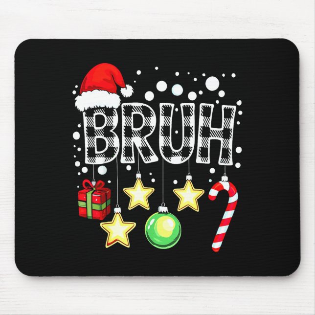 Bruh Funny Christmas Kids Buffalo Plaid Xmas  Mouse Pad (Front)
