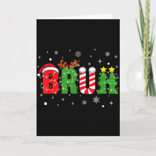 Bruh Funny Christmas Red Plaid Teens Boys Kids Xma Card