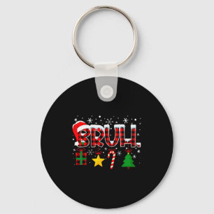 Bruh Funny Christmas Red Plaid Teens Boys Kids Xma Key Ring