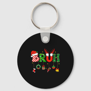 Bruh Funny Christmas Red Plaid Teens Boys Kids Xma Key Ring