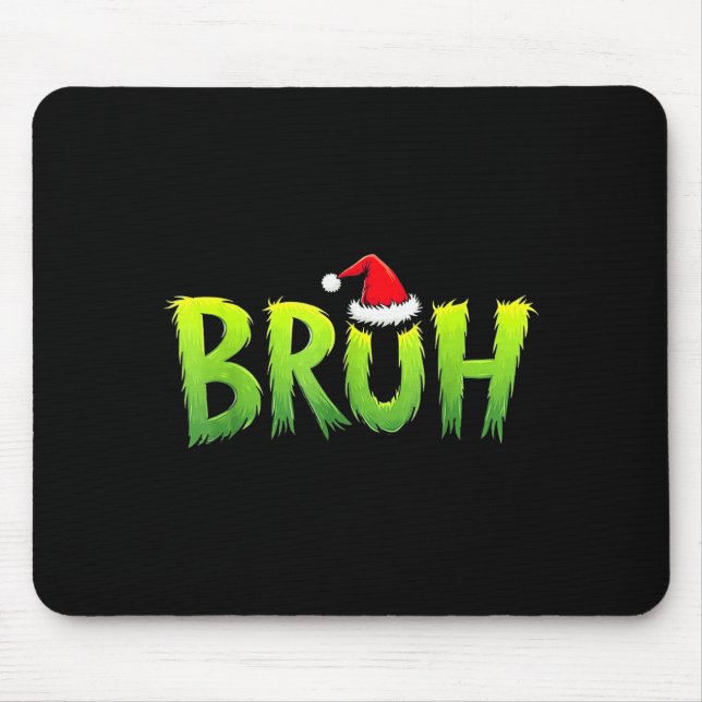 Bruh Funny Christmas Red Plaid Teens Boys Kids Xma Mouse Pad (Front)