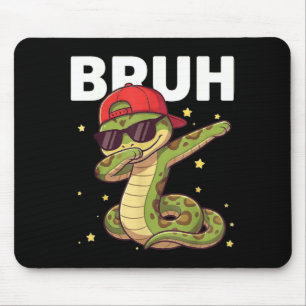 Bruh Funny Dabbing Snake Kids Boys Reptile Lover Mouse Pad