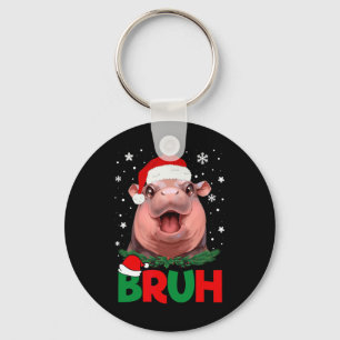 Bruh Funny Moo Deng Teens Boys Kids Christmas Paja Key Ring