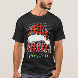 Bruh Funny Santa Hat Lights Christmas  T-Shirt