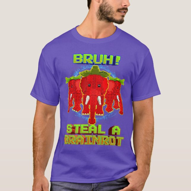 Bruh Funny Strawberry Elephant Brainrot for Boys K T-Shirt (Front)
