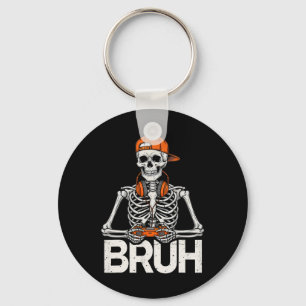 Bruh Gamer Skeleton Halloween Video Game Controlle Key Ring