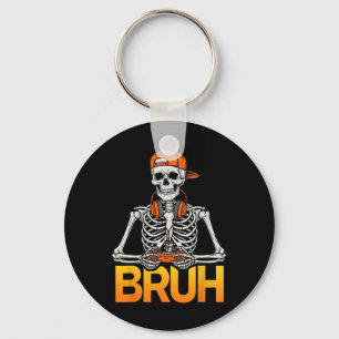 Bruh Gamer Skeleton Halloween Video Game Controlle Key Ring