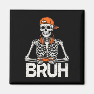 Bruh Gamer Skeleton Halloween Video Game Controlle Magnet