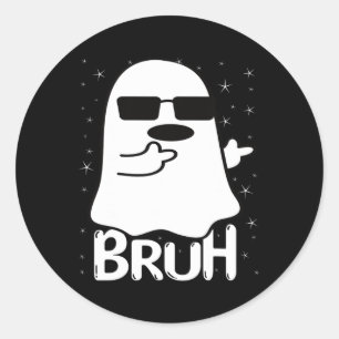 Bruh Ghost Funny Halloween Costume Men Kids Boys Classic Round Sticker