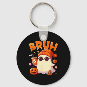 Bruh Ghost Halloween Cute Ghost Trick Or Treat Can Key Ring