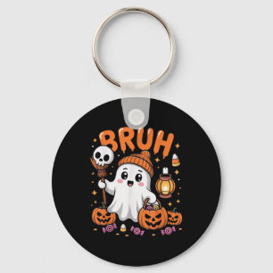 Bruh Ghost Halloween Cute Ghost Trick Or Treat Can Key Ring