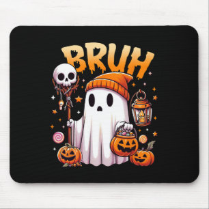 Bruh Ghost Halloween Cute Ghost Trick Or Treat Can Mouse Pad