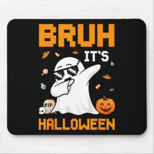 Bruh Ghost Halloween Cute Ghost Trick Or Treat Can Mouse Pad