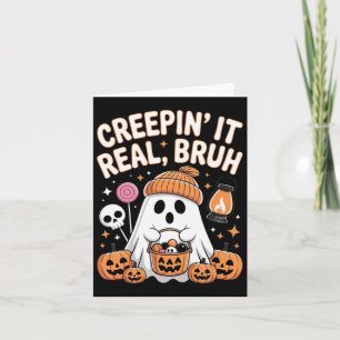 Bruh Ghost Halloween Cute Ghost Trick Or Treat Kid Card