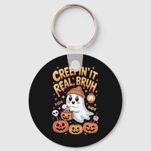 Bruh Ghost Halloween Cute Ghost Trick Or Treat Kid Key Ring