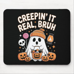 Bruh Ghost Halloween Cute Ghost Trick Or Treat Kid Mouse Pad