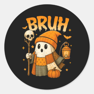 Bruh Ghost Halloween Cute Platwork Ghost Trick Or Classic Round Sticker