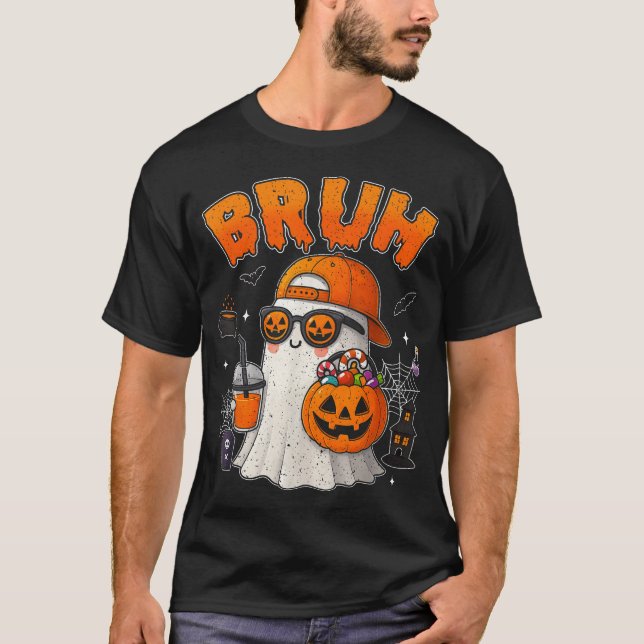  Bruh Ghost Halloween Ghost Trick Or Treat Candy T-Shirt (Front)
