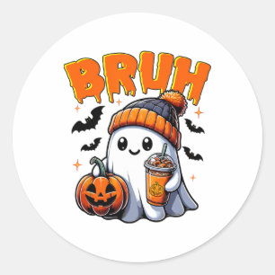 Bruh Ghost Halloween Trick Or Treat Candy Cute Gho Classic Round Sticker