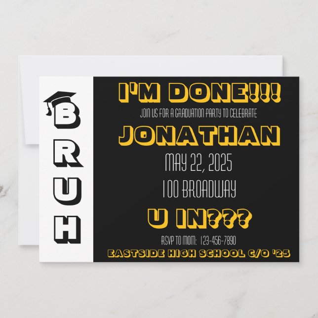 BRUH Graduation Party Invitation (Front)