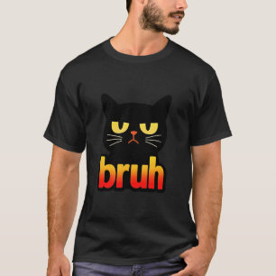 Bruh Grumpy Black Cat Funny Retro Minimal T-Shirt