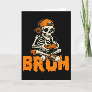 Bruh Halloween Boys Kids Gamer Mens Skeleton Video Card