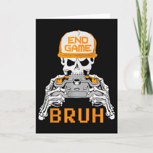Bruh Halloween Boys Kids Gamer Mens Skeleton Video Card