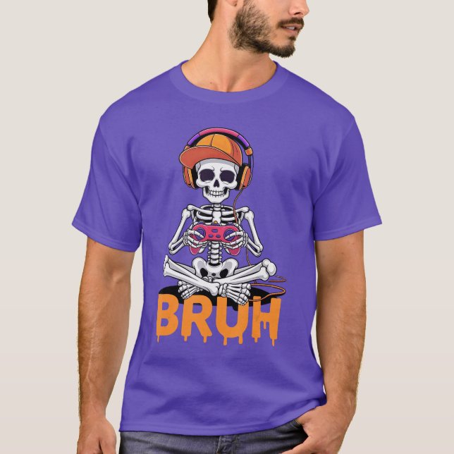 Bruh Halloween Boys Kids Gamer T-Shirt (Front)