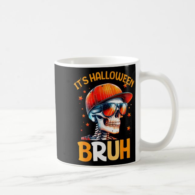 Bruh Halloween Boys Kids Halloween Skeleton  Coffee Mug (Right)