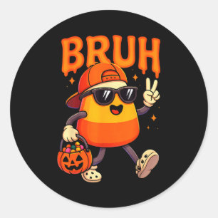 Bruh Halloween Team Candy Corn Trick Or Treat Kids Classic Round Sticker