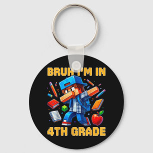Bruh I'm In 4th Grade Dabbing Boys Kids Gamer Key Ring