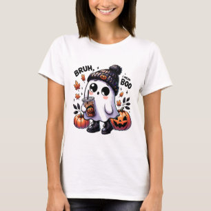Bruh I Mean Boo Funny Ghost Jack O Lantern Coffee  T-Shirt