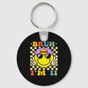 Bruh I'm 11 Years Old Purple Birthday Boys 11th Bi Key Ring
