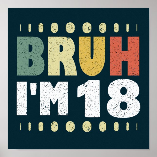 Bruh I'm 18 18th Birthday Girls Boys Eighteen Year Poster (Front)