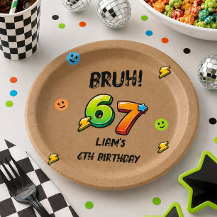 Bruh I'm 6 Not 7 Boys 6th Birthday Paper Plate