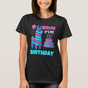 Bruh It’s My Birthday Funny Llama Pinata Bday Boy T-Shirt