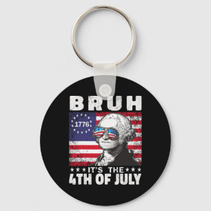 Bruh It's 4th Of July 2024 George Washington Bruh Key Ring