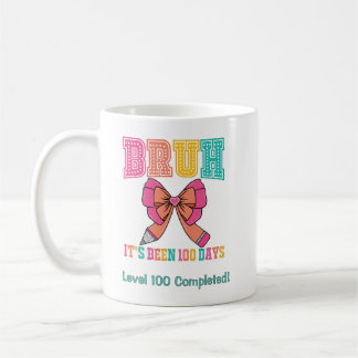 Bruh Its Been 100 Days Pencil Bow Coquette Teacher Coffee Mug