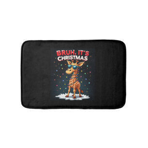 Bruh It's Christmas Giraffe Funny Dabbing Long Sle Bath Mat