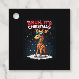 Bruh It's Christmas Giraffe Funny Dabbing Long Sle Favour Tags