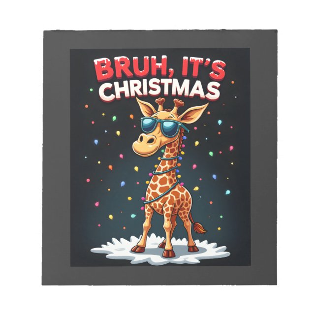 Bruh It's Christmas Giraffe Funny Dabbing Long Sle Notepad (Front)