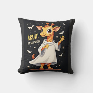 Bruh Its Halloween Funny Dabbing Ghost Giraffe Lon Cushion