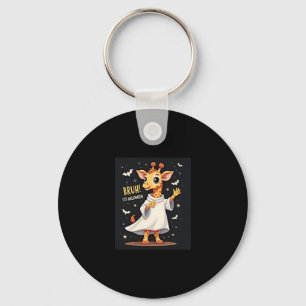 Bruh Its Halloween Funny Dabbing Ghost Giraffe Lon Key Ring