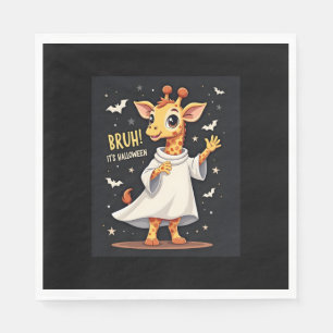 Bruh Its Halloween Funny Dabbing Ghost Giraffe Lon Napkin