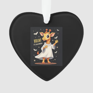 Bruh Its Halloween Funny Dabbing Ghost Giraffe Lon Ornament