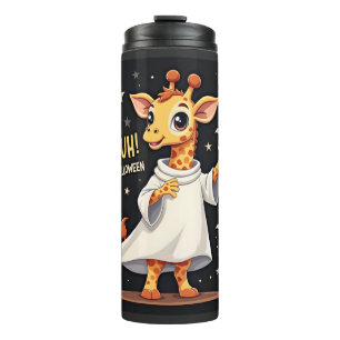 Bruh Its Halloween Funny Dabbing Ghost Giraffe Lon Thermal Tumbler