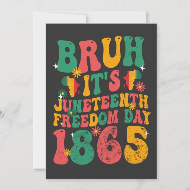 Bruh It's Juneteenth Freedom Day 1865 Groovy Retro Save The Date (Front)