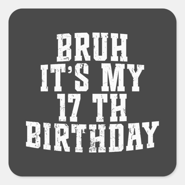  Bruh Its My 17th Birthday 17 year Old Birthday Square Sticker (Front)