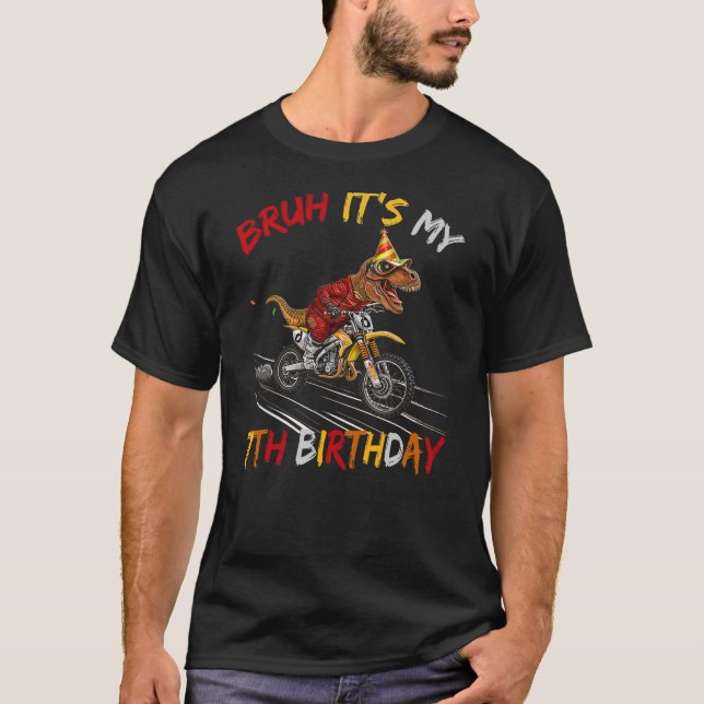 Bruh It's My 7th Birthday Dinosaur 7 Year Old T-Shirt (Front)