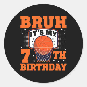 Bruh It's My 7th Birthday Sketll 7 Year Old Player Classic Round Sticker